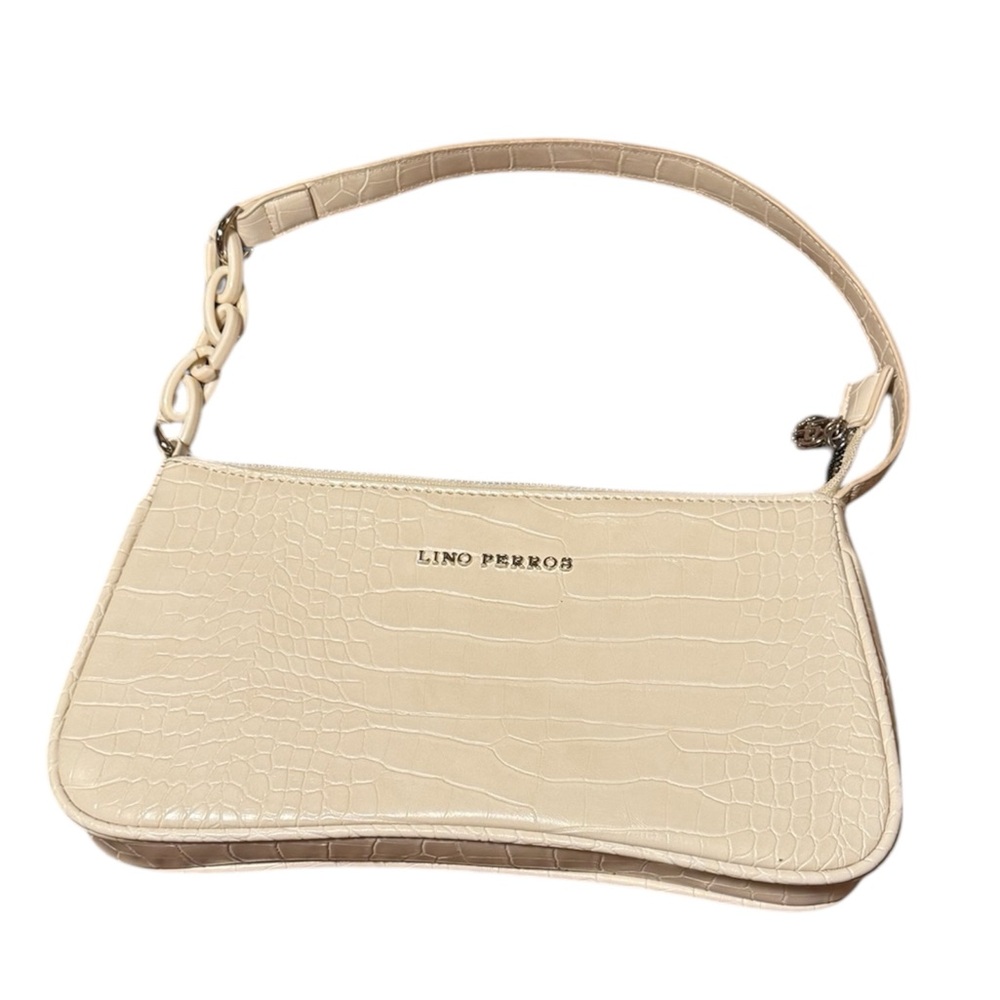 Lino Perros Shoulder Baguette Bag White Croc Print